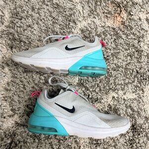 Nike Sneakers in White, Teal & Pink with Black Swoosh